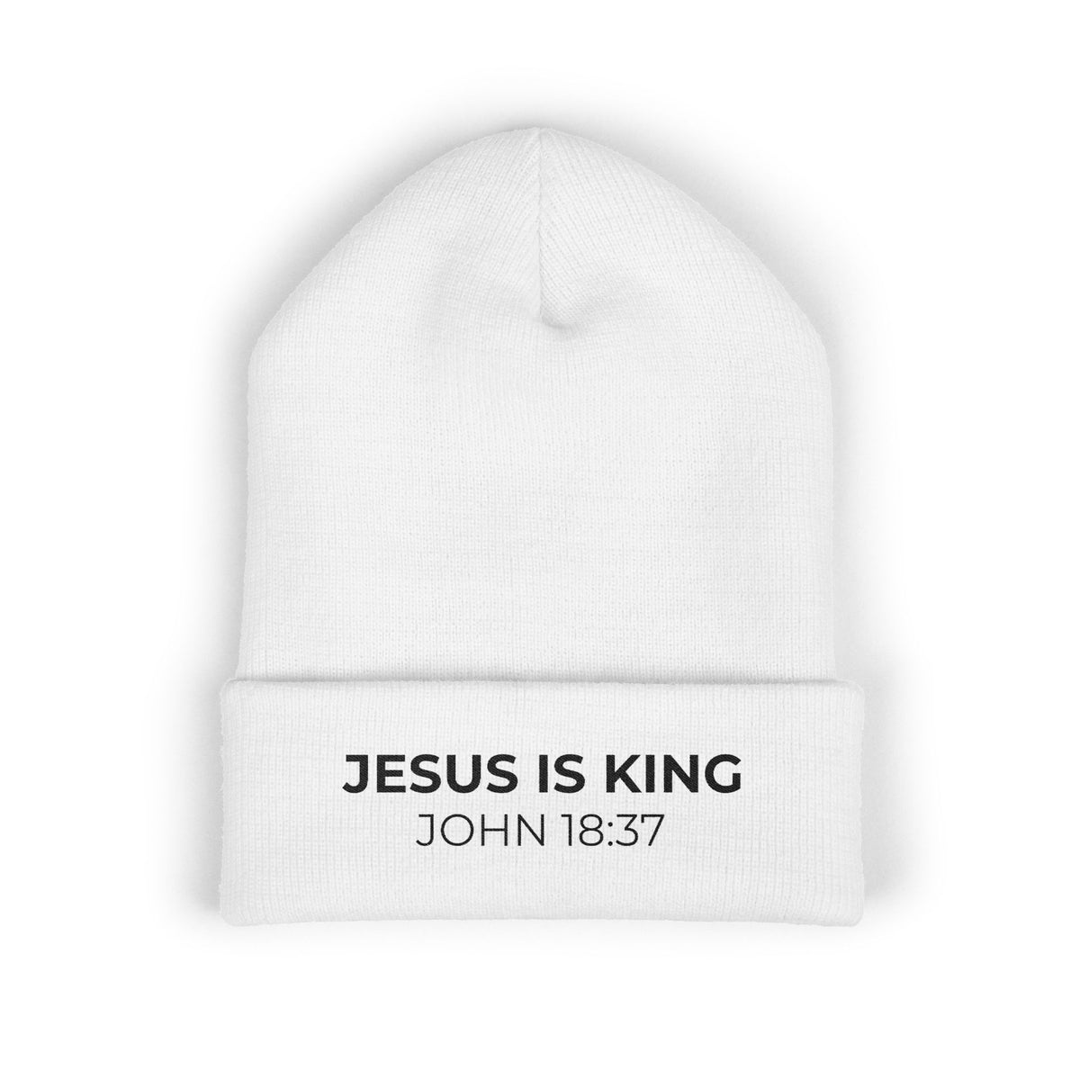 Jesus Is King Embroidered Beanie | John 18:37 Christian Hat