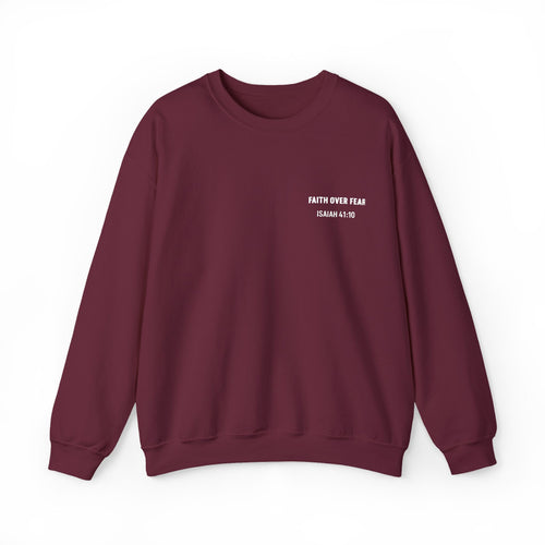Faith Over Fear Embroidered Crewneck Sweatshirt | Isaiah 41:10