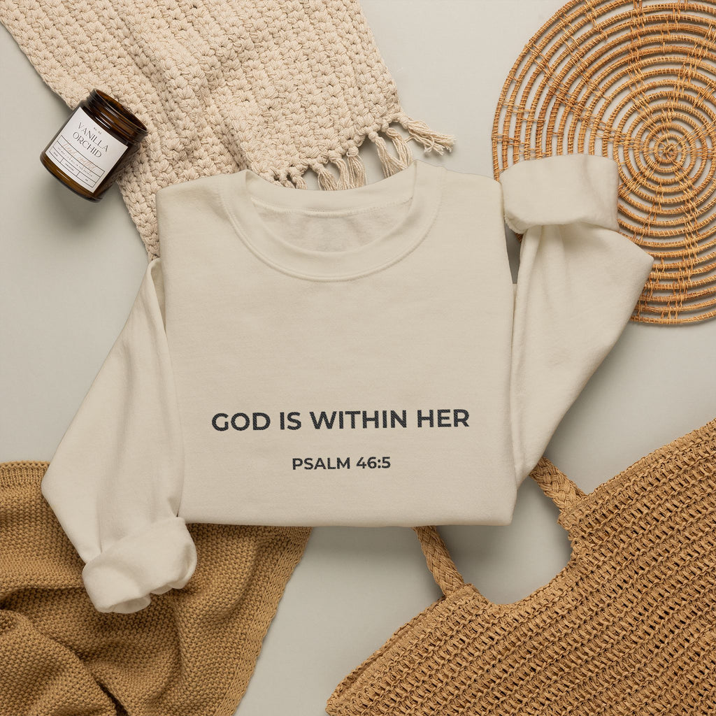 God Is Within Her Crewneck Sweatshirt | Psalm 46:5 Christian SweatShirt