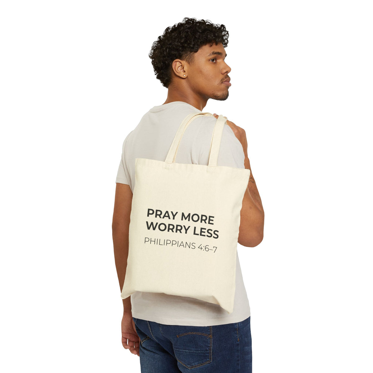 Pray More Worry Less Christian Tote Bag | Philippians 4:6–7