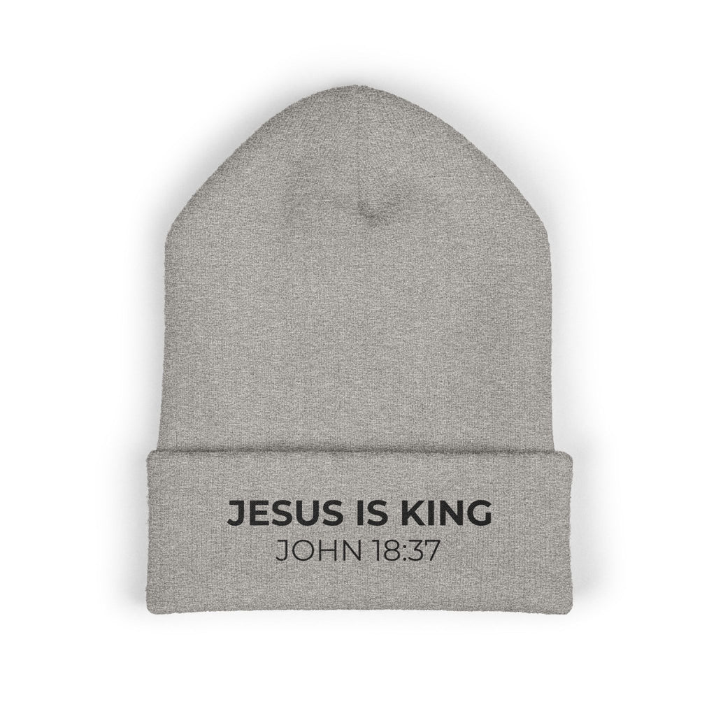 Jesus Is King Embroidered Beanie | John 18:37 Christian Hat