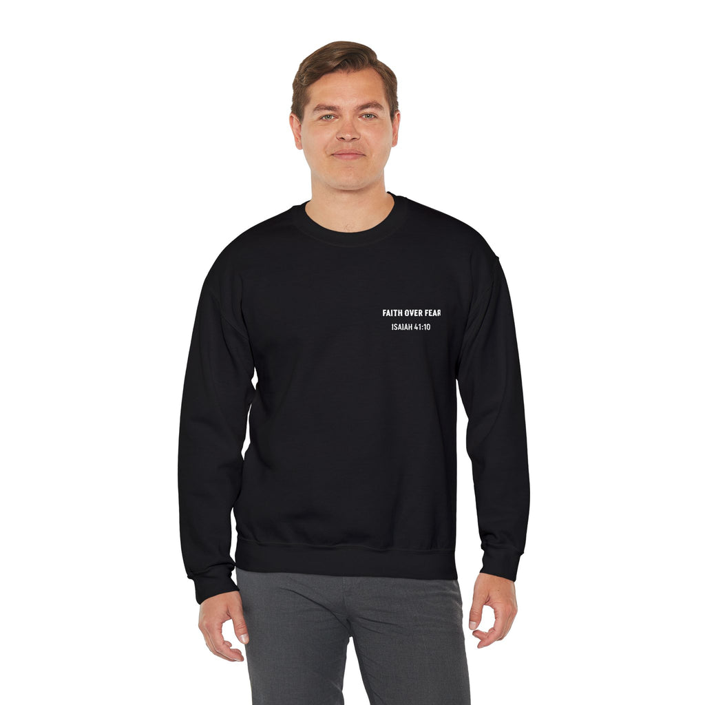 Faith Over Fear Embroidered Crewneck Sweatshirt | Isaiah 41:10