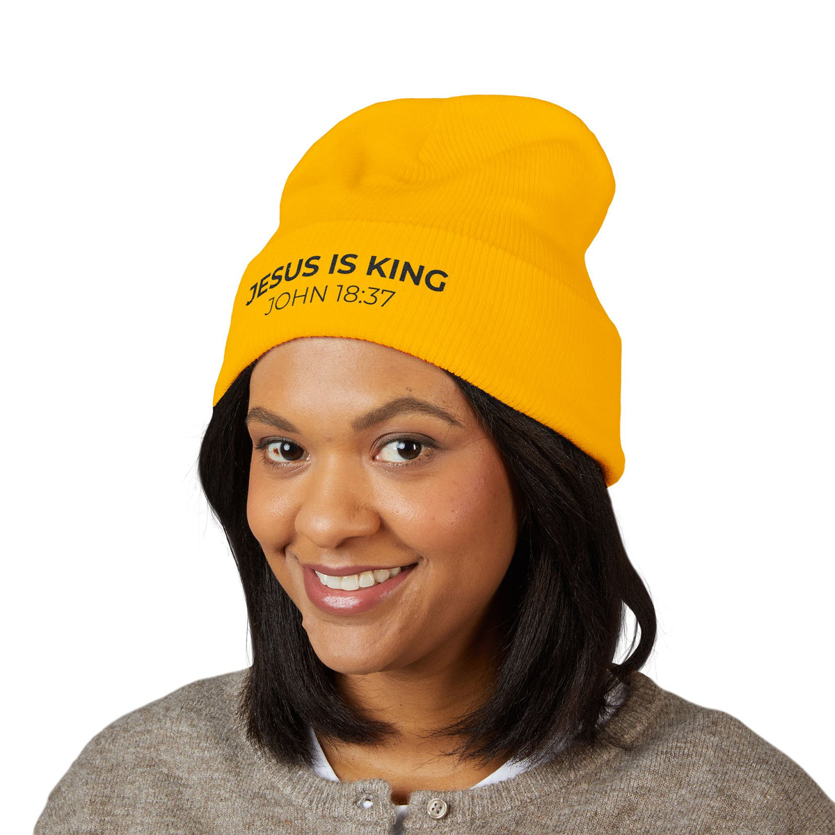 Jesus Is King Embroidered Beanie | John 18:37 Christian Hat