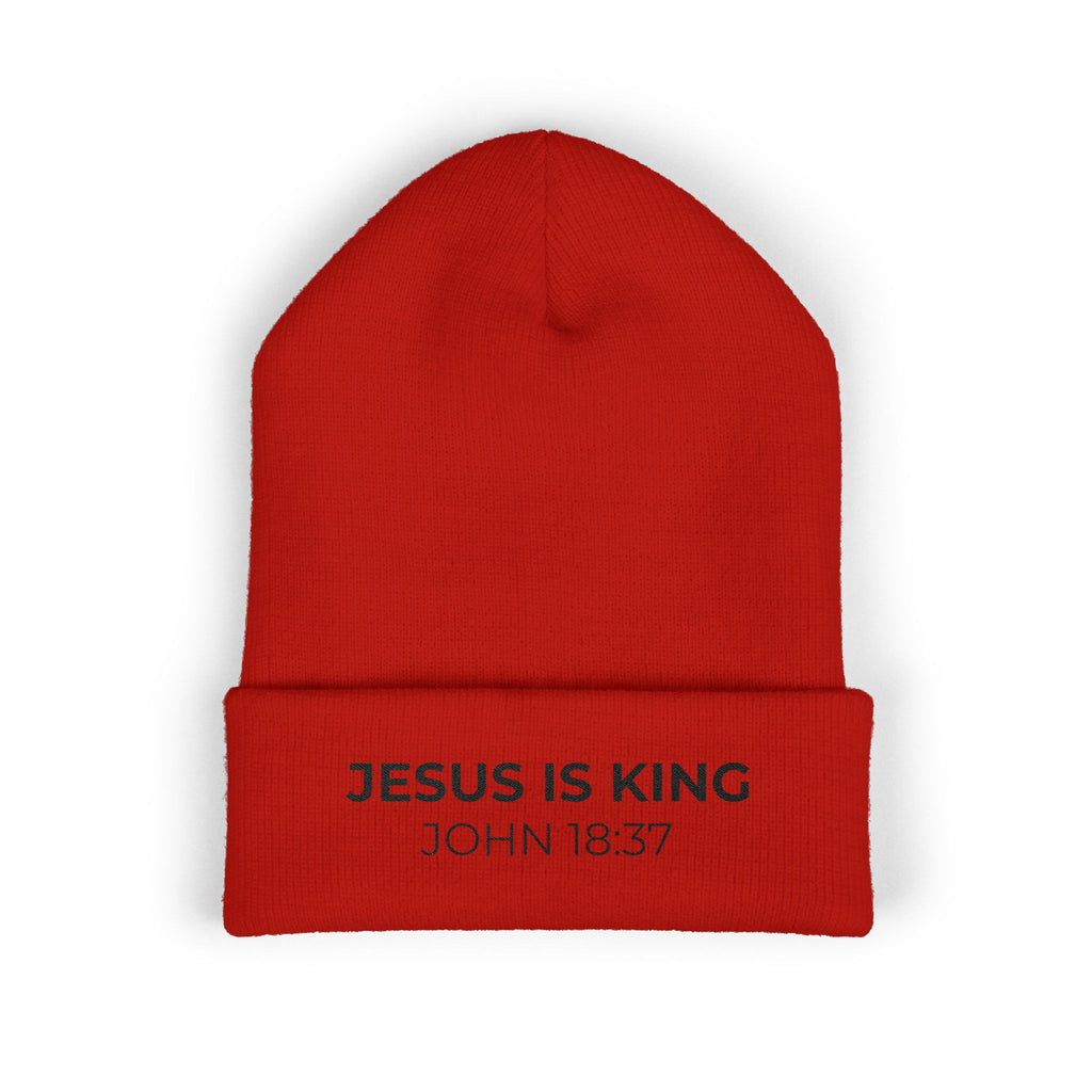 Jesus Is King Embroidered Beanie | John 18:37 Christian Hat